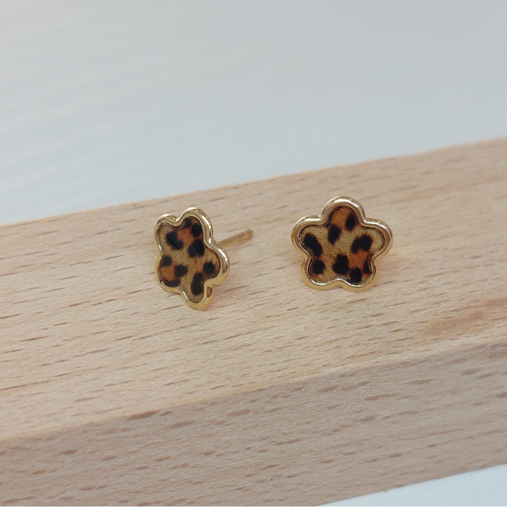 Pendientes Flor LEOPARDO 8mm