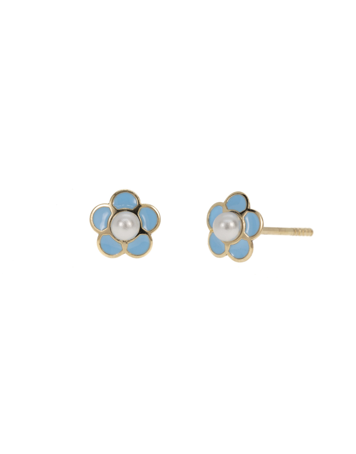 Pendientes FLOR PERLA ESMALTE AZUL