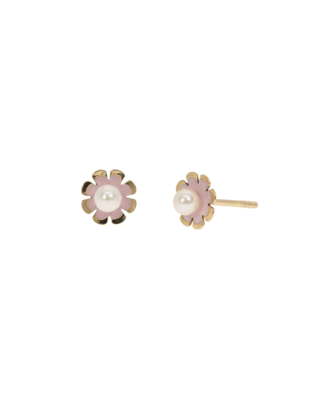 Pendientes FLOR PERLA ESMALTE ROSA